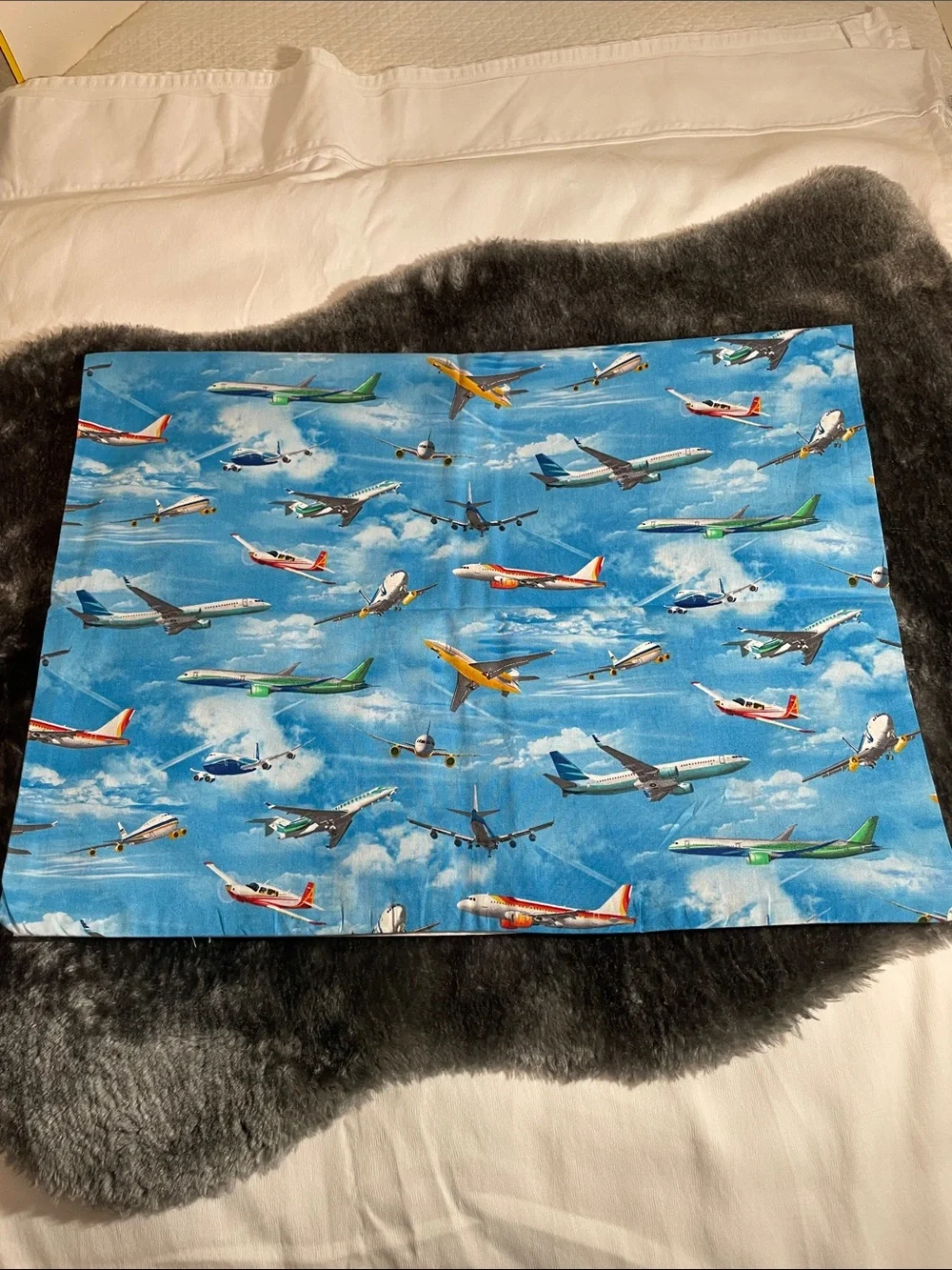 Kids Blue Airplane Print Pillowcase - Unbranded